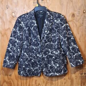 Talbots Blazer Women's 14 3/4 Sleeves Short Floral Lined Professional Business